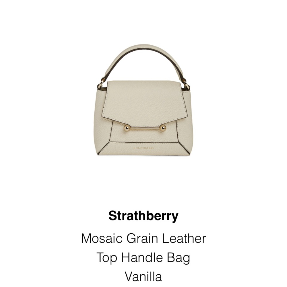 Strathberry Cream Mosaic Leather Satchel